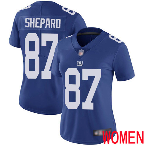 Women New York Giants #87 Sterling Shepard Royal Blue Team Color Vapor Untouchable Limited Player Football NFL Jersey